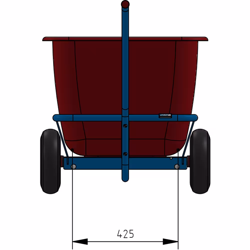 Handwagen leicht Wanne aus Stahlrohr geschweißt, pulverbeschichtet blau RAL 5007, Deichsel anschraubbar Ausführung Bereifung: Vollgummi mit der GTIN 4017976741024 Handwagen 4102V - Vollgummiräder Ø260 mm Breite 425 mm, Länge 750 mm von Fetra mit der Artikelnr. 4102V