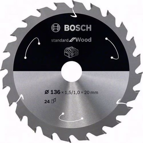 Kreissägeblatt Außendurchmesser 136 mm Zähne 24 Wechselzahn Bohrung 20 mm Schnittbreite 1,5 mm Hartmetall BOSCH von der Marke Bosch Kreissägeblatt PRO Wood cordless BOSCH aus der Kategorie Kreissägeblatt mit der Teilenummer 8000587092