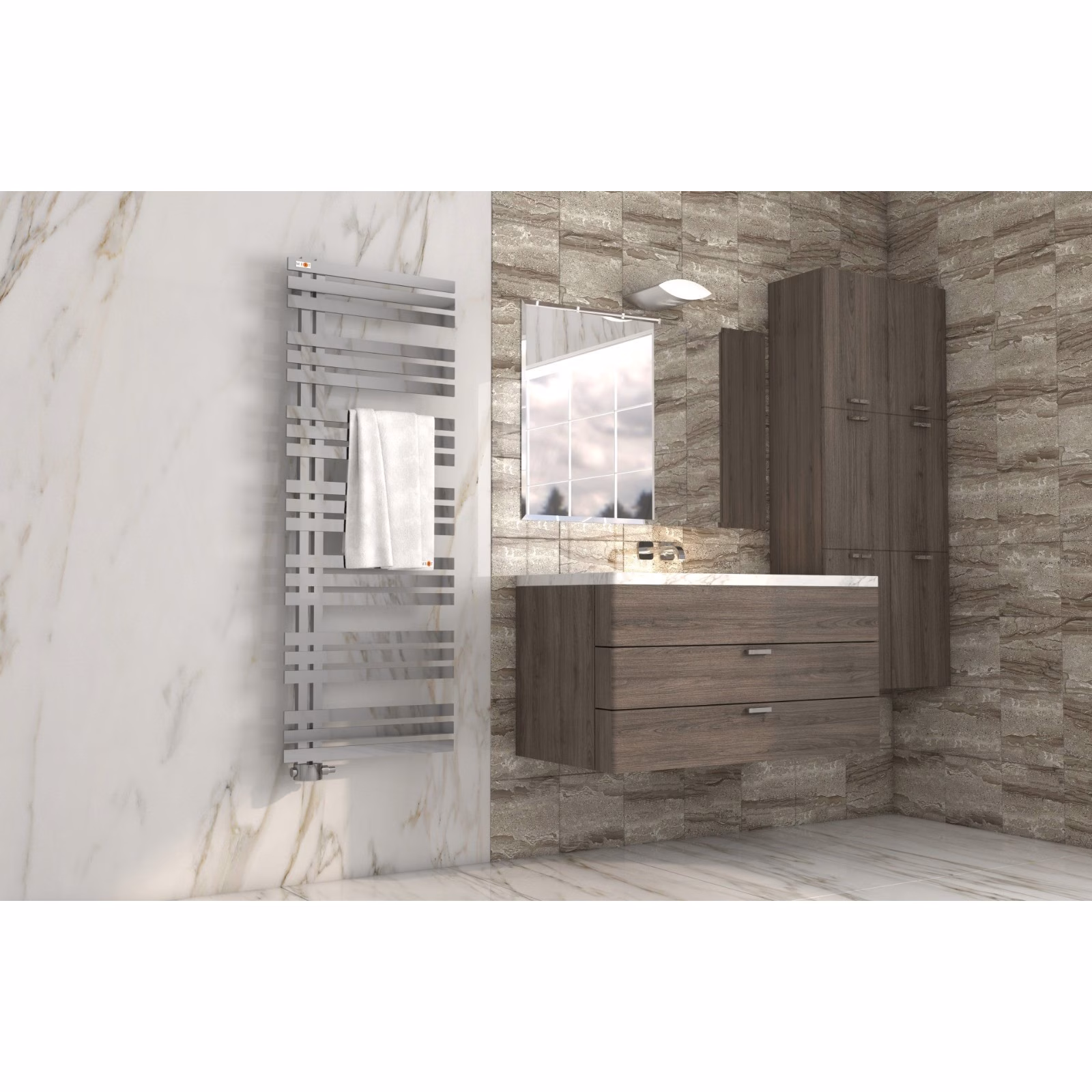 Radiatore da bagno Mert Design modello Elen, cromato, del marchio Mert Radiatore da bagno Mert Design modello Elen, cromato, della categoria radiatori da bagno con attacco laterale