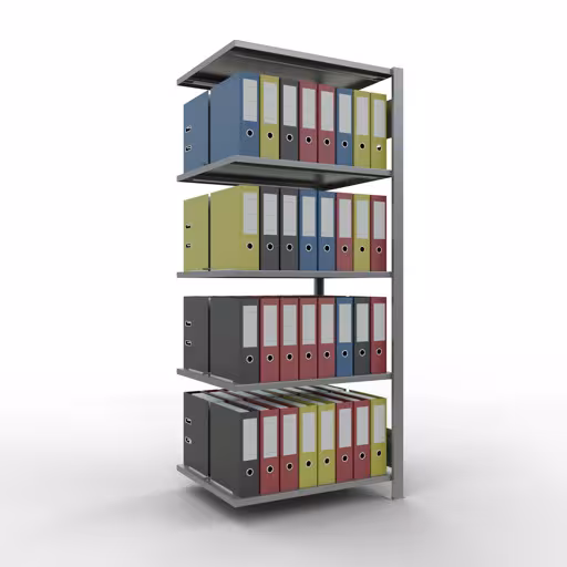 Abbildung Nr 13 des Artikels Anbauregal, Büro-Fachbodenregal Stecksystem MULTIplus150, 1800 x 750 x 600 mm (HxBxT), 5 Fachböden, Längenriegel, verzinkt, mit Mittelanschlag aus der Produktgruppe Büroregale von der Marke Schulte Lagertechnik