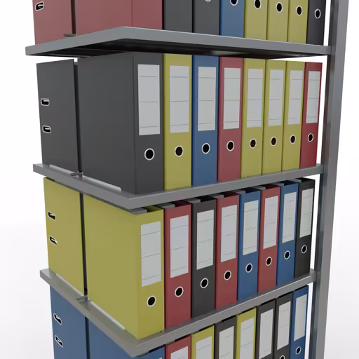 Anbauregal, Büro-Fachbodenregal Stecksystem MULTIplus150, 2300 x 750 x 600 mm (HxBxT), 7 Fachböden, Längenriegel, verzinkt, mit Mittelanschlag von der Marke Schulte Lagertechnik aus der Produktreihe Büroregale