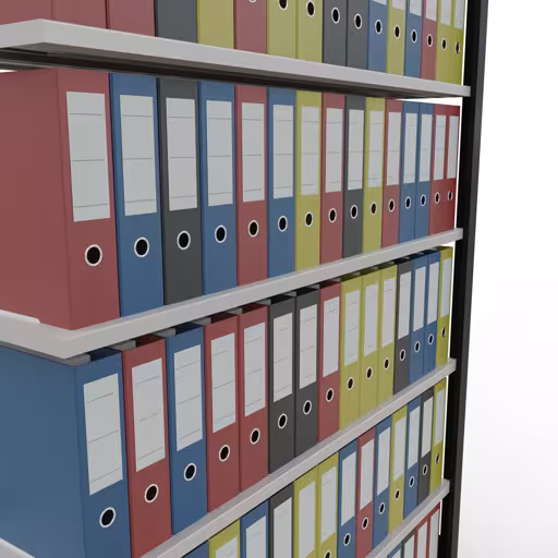 Zusatzbild des Artikels Anbauregal, Büro-Fachbodenregal Stecksystem MULTIplus85, 2300 x 1300 x 300 mm (HxBxT), 7 Fachböden, Kreuzstrebe, mit Anschlagleiste, schwarz/lichtgrau aus Stecksystem