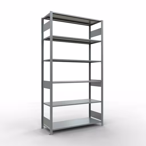 Grundregal, Fachbodenregal Stecksystem MULTIplus150, 2500 x 1300 x 500 mm (HxBxT), 6 Fachböden, Längenriegel, verzinkt von der Marke Schulte Lagertechnik Grundregal, Fachbodenregal Stecksystem MULTIplus150, 2500 x 1300 x 500 mm (HxBxT), 6 Fachböden, Längenriegel, verzinkt aus der Kategorie Grundregal mit der Artikelnummer 12751-130-LR