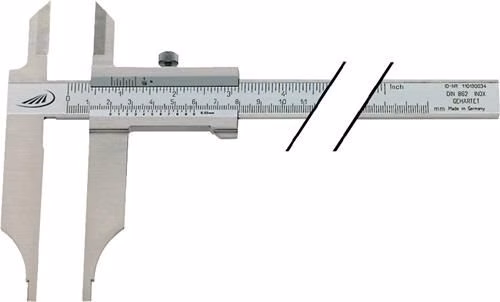 Pied à coulisse d'atelier DIN 862 300 mm avec embouts, longueur du bec 90 mm, marque Helios Preisser Pied à coulisse d'atelier DIN 862 HELIOS PREISSER de la catégorie Pieds à coulisse et micromètres, référence 4000851120