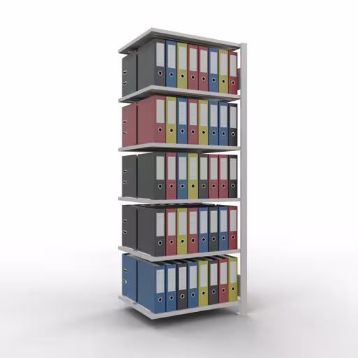 Abbildung Nr 14 des Artikels Anbauregal, Büro-Fachbodenregal Stecksystem MULTIplus150, 2000 x 750 x 600 mm (HxBxT), 6 Fachböden, Längenriegel, mit Mittelanschlag, lichtgrau aus der Produktgruppe Büroregale von der Marke Schulte Lagertechnik