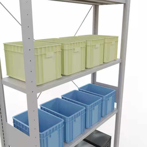 Grundregal, Fachbodenregal Stecksystem MULTIplus150, 3000 x 1000 x 300 mm (HxBxT), 7 Fachböden, Kreuzstrebe, RAL 7035 lichtgrau aus der Kategorie Grundregal mit der GTIN 4004514203762 Grundregal, Fachbodenregal Stecksystem MULTIplus150, 3000 x 1000 x 300 mm (HxBxT), 7 Fachböden, Kreuzstrebe, RAL 7035 lichtgrau von der Marke Schulte Lagertechnik aus der Produktreihe Stecksystem