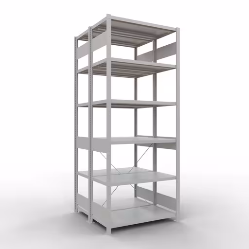 Grundregal, Doppelregal, Fachbodenregal Stecksystem MULTIplus250, 2500 x 1000 x (2x500) mm (HxBxT), 2x6 Fachböden, Kreuzstrebe, RAL 7035 lichtgrau von der Marke Schulte Lagertechnik Grundregal, Doppelregal, Fachbodenregal Stecksystem MULTIplus250, 2500 x 1000 x (2x500) mm (HxBxT), 2x6 Fachböden, Kreuzstrebe, RAL 7035 lichtgrau aus der Kategorie Doppelregale mit der Artikelnummer 32151-G