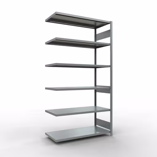 Anbauregal, Fachbodenregal Stecksystem MULTIplus250, 2500 x 1300 x 600 mm (HxBxT), 6 Fachböden, Längenriegel, verzinkt aus der Kategorie Anbauregal mit der Artikelnummer 12966-130-LR