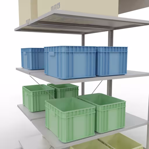 Anbauregal, Doppelregal, Fachbodenregal Stecksystem MULTIplus150, 2000 x 1000 x (2x600) mm (HxBxT), 2x5 Fachböden, Kreuzstrebe, RAL 7035 lichtgrau von der Marke Schulte Lagertechnik aus der Produktreihe Fachbodenregale