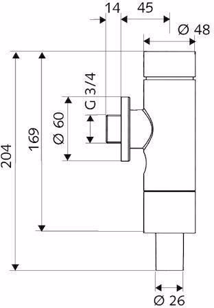 WC-Spülarmatur BASIC 3/4Zoll chrom SCHELL