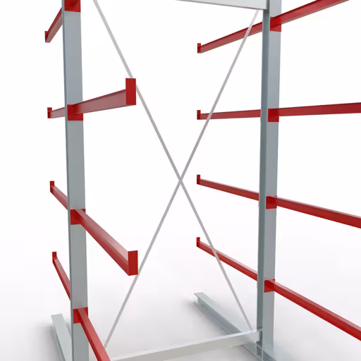 Abbildung Nr 10 des Artikels K 6000 Komplettregal, doppelseitig, 3000 x 1500 x 2x 1250 mm, RAL 7001 / RAL 3000, 5 Lagerebenen aus der Produktgruppe Kragarmregale von der Marke Schulte Lagertechnik