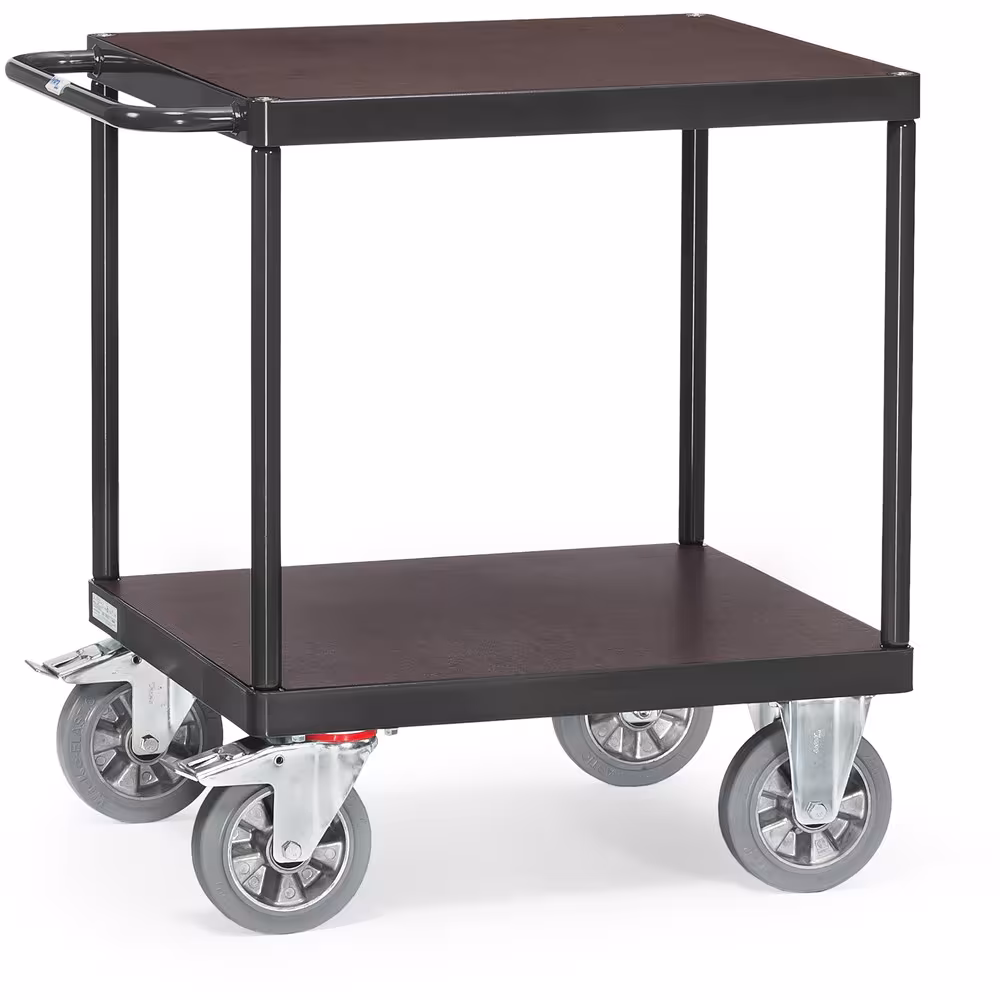 Tischwagen 12497-7016 ragkraft obere Ladefläche 500 kg. 2 Lenk- und 2 Bockrollen, Elastic-Vollgummi-Bereifung von der Marke Fetra aus der Produktreihe Transportsysteme