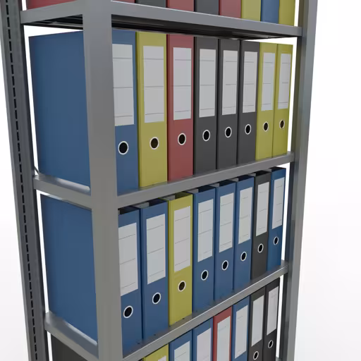 Abbildung Nr 12 des Artikels Grundregal, Büro-Fachbodenregal Stecksystem MULTIplus85, 2300 x 750 x 300 mm (HxBxT), 7 Fachböden, Kreuzstrebe, verzinkt, ohne Anschlagleiste aus der Produktgruppe Büroregale von der Marke Schulte Lagertechnik