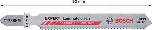 Detailbild 4056339 Stichsägeblatt Laminate Clean T 128 BHM Gesamtlänge 92 mm Zahnteilung 1,8 mm 3 Stück / Karte BOSCH