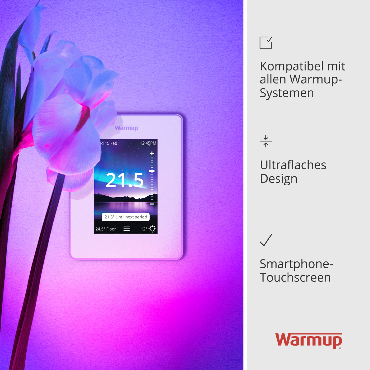 Ohne Text 3820029 Warmup 7iE Smartes Matter Kompatibles WIFI Thermostat weiß