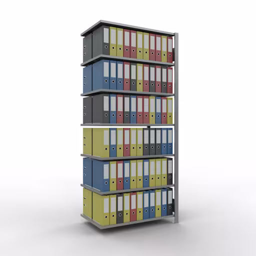 Abbildung Nr 16 des Artikels Anbauregal, Büro-Fachbodenregal Stecksystem MULTIplus150, 2300 x 1000 x 600 mm (HxBxT), 7 Fachböden, Längenriegel, verzinkt, ohne Mittelanschlag aus der Produktgruppe Büroregale von der Marke Schulte Lagertechnik