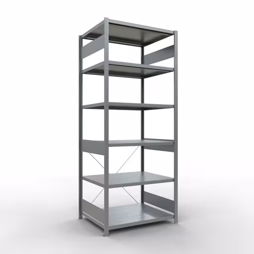 Grundregal, Fachbodenregal Stecksystem MULTIplus250, 2500 x 1000 x 800 mm (HxBxT), 6 Fachböden, Kreuzstrebe, verzinkt aus der Kategorie Grundregal mit der Artikelnummer 12981