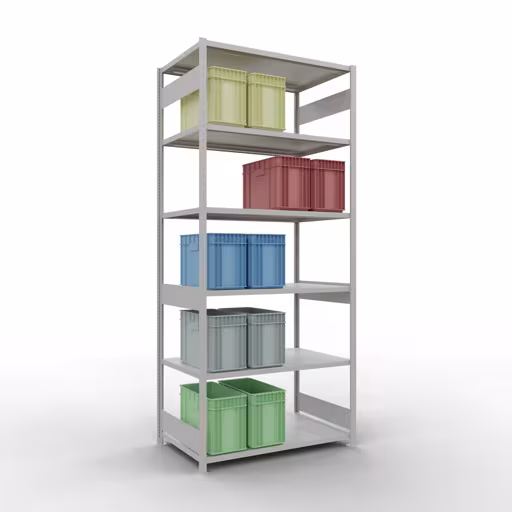 Produktbild Nr 15 des Artikels Grundregal, Fachbodenregal Stecksystem MULTIplus250, 3000 x 1300 x 800 mm (HxBxT), 7 Fachböden, Längenriegel, RAL 7035 lichtgrau Abbildung Nr 15 des Artikels Grundregal, Fachbodenregal Stecksystem MULTIplus250, 3000 x 1300 x 800 mm (HxBxT), 7 Fachböden, Längenriegel, RAL 7035 lichtgrau aus der Produktgruppe Stecksystem von der Marke Schulte Lagertechnik