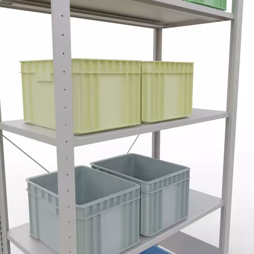 Abbildung Nr 8 des Artikels Grundregal, Fachbodenregal Stecksystem MULTIplus85, 2000 x 1000 x 500 mm (HxBxT), 5 Fachböden, Kreuzstrebe, RAL 7035 lichtgrau aus der Produktgruppe Stecksystem von der Marke Schulte Lagertechnik