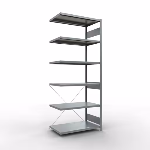 Anbauregal, Fachbodenregal Stecksystem MULTIplus330, 2500 x 1000 x 600 mm (HxBxT), 6 Fachböden, Kreuzstrebe, verzinkt von der Marke Schulte Lagertechnik Anbauregal, Fachbodenregal Stecksystem MULTIplus330, 2500 x 1000 x 600 mm (HxBxT), 6 Fachböden, Kreuzstrebe, verzinkt aus der Kategorie Anbauregal mit der Artikelnummer 13966