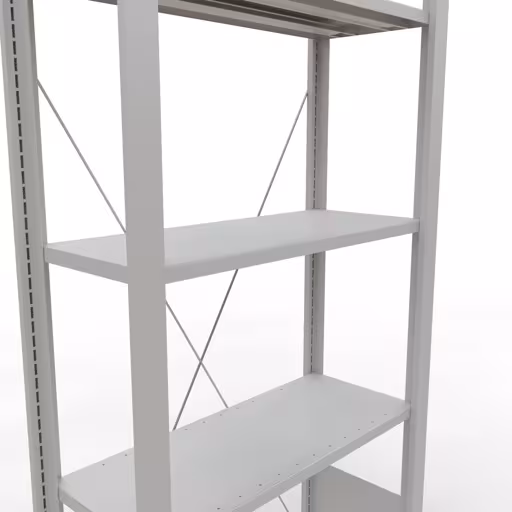 Abbildung Nr 11 des Artikels Grundregal, Büro-Fachbodenregal Stecksystem MULTIplus85, 1800 x 750 x 300 mm (HxBxT), 5 Fachböden, Kreuzstrebe, ohne Anschlagleiste, lichtgrau aus der Produktgruppe Büroregale von der Marke Schulte Lagertechnik