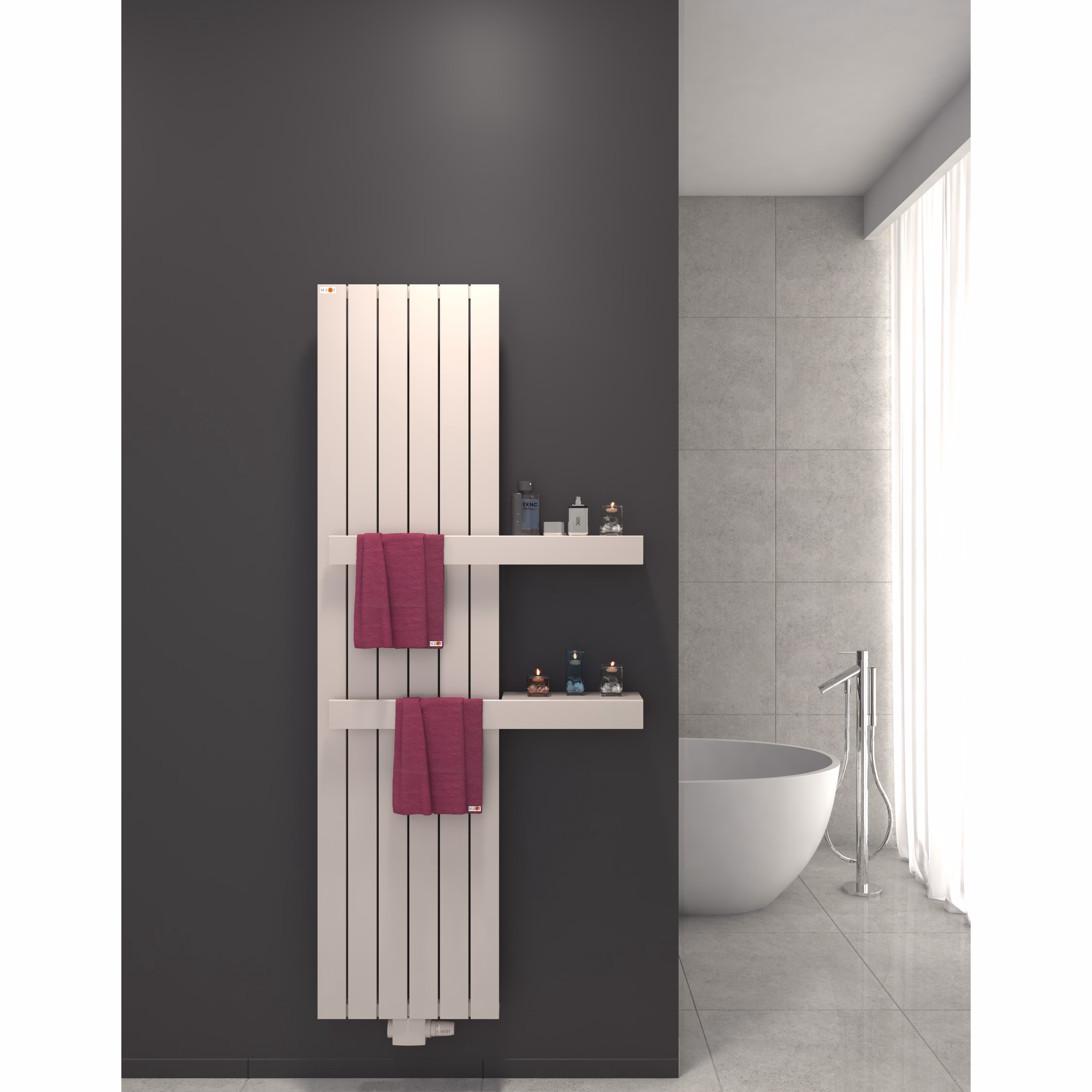 Radiatore a pannello MERT Design modello TEO, bianco, 455x1200 mm del marchio Mert Radiatore a pannello MERT DESIGN modello TEO, bianco, della categoria Radiatori per bagno con attacco centrale, codice articolo 5-TEO-45x120-W-M