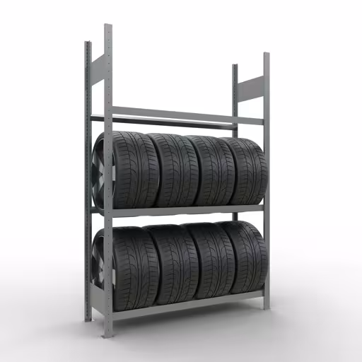 Produktbild Nr 9 des Artikels Grundregal, Räder-/Reifenregal, 2000 x 1300 x 400 mm (HxBxT), verzinkt, 3 Lagerebenen á 150 kg Fachlast pro Ebene Abbildung Nr 9 des Artikels Grundregal, Räder-/Reifenregal, 2000 x 1300 x 400 mm (HxBxT), verzinkt, 3 Lagerebenen á 150 kg Fachlast pro Ebene aus der Produktgruppe Fachbodenregale von der Marke Schulte Lagertechnik