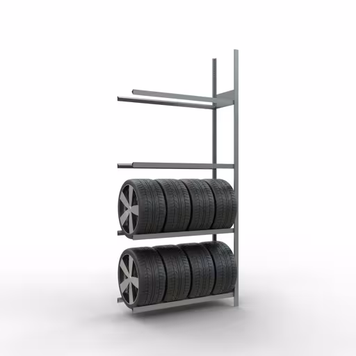Produktbild Nr 12 des Artikels Anbauregal, Räder-/Reifenregal, 2750 x 1200 x 400 mm (HxBxT), verzinkt, 4 Lagerebenen á 150 kg Fachlast pro Ebene Abbildung Nr 12 des Artikels Anbauregal, Räder-/Reifenregal, 2750 x 1200 x 400 mm (HxBxT), verzinkt, 4 Lagerebenen á 150 kg Fachlast pro Ebene aus der Produktgruppe Fachbodenregale von der Marke Schulte Lagertechnik