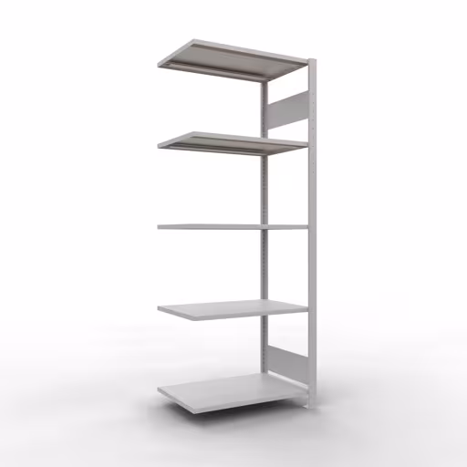 Anbauregal, Fachbodenregal Stecksystem MULTIplus150, 2000 x 750 x 500 mm (HxBxT), 5 Fachböden, Längenriegel, RAL 7035 lichtgrau von der Marke Schulte Lagertechnik Anbauregal, Fachbodenregal Stecksystem MULTIplus150, 2000 x 750 x 500 mm (HxBxT), 5 Fachböden, Längenriegel, RAL 7035 lichtgrau aus der Kategorie Anbauregal mit der Artikelnummer 32655-75-LR