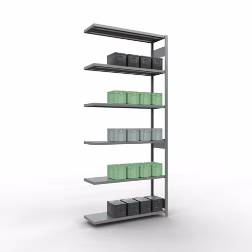 Abbildung Nr 10 des Artikels Anbauregal, Fachbodenregal Stecksystem MULTIplus250, 3000 x 1300 x 400 mm (HxBxT), 7 Fachböden, Längenriegel, verzinkt aus der Produktgruppe Stecksystem von der Marke Schulte Lagertechnik