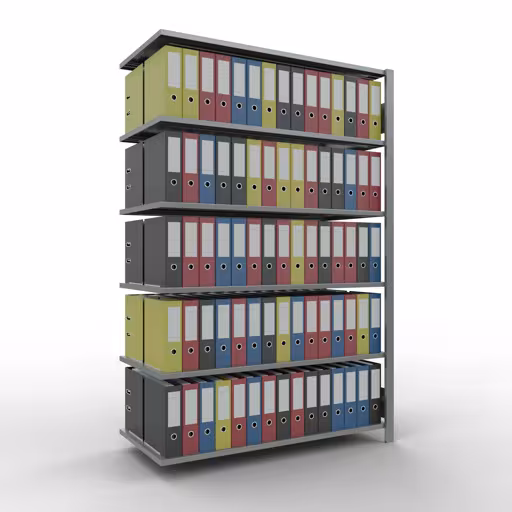 Abbildung Nr 12 des Artikels Anbauregal, Büro-Fachbodenregal Stecksystem MULTIplus150, 2000 x 1300 x 600 mm (HxBxT), 6 Fachböden, Längenriegel, verzinkt, ohne Mittelanschlag aus der Produktgruppe Büroregale von der Marke Schulte Lagertechnik