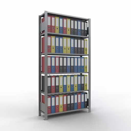Abbildung Nr 9 des Artikels Grundregal, Büro-Fachbodenregal Stecksystem MULTIplus85, 2000 x 1000 x 300 mm (HxBxT), 6 Fachböden, Kreuzstrebe, verzinkt, mit Anschlagleiste aus der Produktgruppe Büroregale von der Marke Schulte Lagertechnik