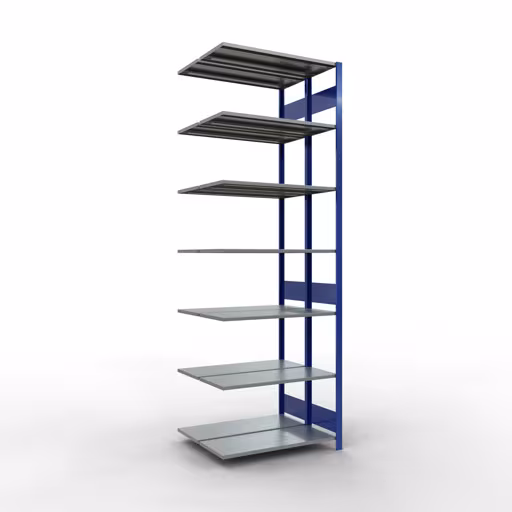 Produktbild Nr.12 des Artikels Anbauregal, Doppelregal, Fachbodenregal Stecksystem MULTIplus150, 3000 x 1000 x (2x400) mm (HxBxT), 2x7 Fachböden, Längenriegel, RAL 5010 enzianblau aus der Produktreihe Fachbodenregale von der Marke Schulte Lagertechnik