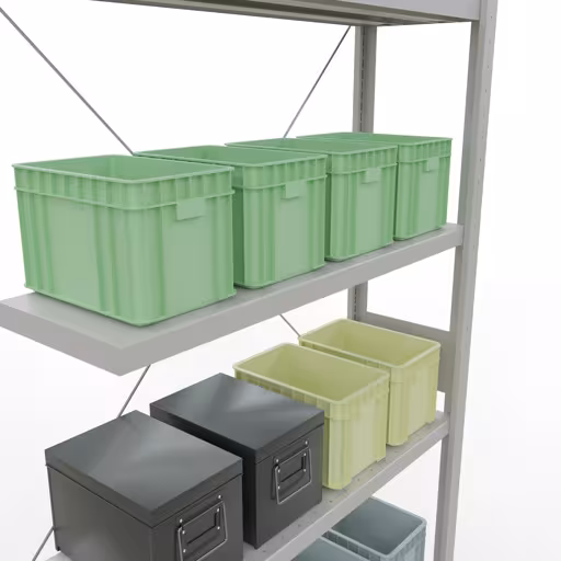 Produktbild Nr 12 des Artikels Anbauregal, Fachbodenregal Stecksystem MULTIplus330, 3000 x 1000 x 300 mm (HxBxT), 7 Fachböden, Kreuzstrebe, RAL 7035 lichtgrau Abbildung Nr 12 des Artikels Anbauregal, Fachbodenregal Stecksystem MULTIplus330, 3000 x 1000 x 300 mm (HxBxT), 7 Fachböden, Kreuzstrebe, RAL 7035 lichtgrau aus der Produktgruppe Stecksystem von der Marke Schulte Lagertechnik