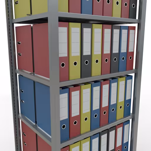 Grundregal, Büro-Fachbodenregal Stecksystem MULTIplus150, 2300 x 750 x 600 mm (HxBxT), 7 Fachböden, Längenriegel, verzinkt, mit Mittelanschlag von Schulte Lagertechnik aus der Kategorie Büroregale