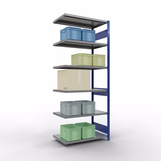 Produktbild Nr 15 des Artikels Anbauregal, Fachbodenregal Stecksystem MULTIplus250, 2500 x 1000 x 600 mm (HxBxT), 6 Fachböden, Längenriegel, RAL 5010 enzianblau/verzinkt Abbildung Nr 15 des Artikels Anbauregal, Fachbodenregal Stecksystem MULTIplus250, 2500 x 1000 x 600 mm (HxBxT), 6 Fachböden, Längenriegel, RAL 5010 enzianblau/verzinkt aus der Produktgruppe Stecksystem von der Marke Schulte Lagertechnik