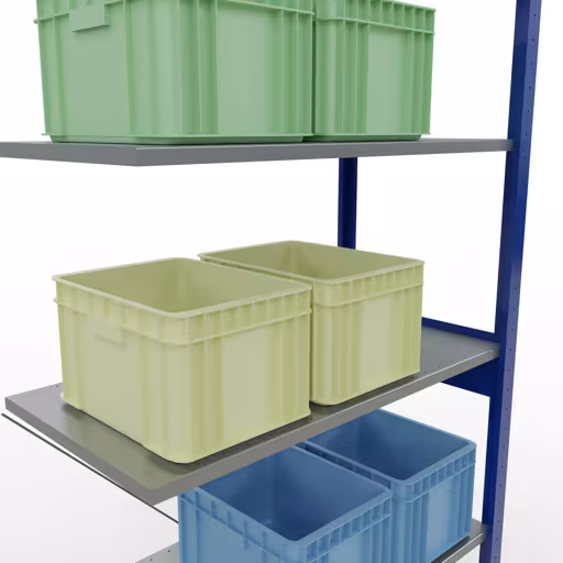 Produktbild Nr 15 des Artikels Anbauregal, Fachbodenregal Stecksystem MULTIplus85, 2500 x 1000 x 500 mm (HxBxT), 6 Fachböden, Kreuzstrebe, RAL 5010 enzianblau Abbildung Nr 15 des Artikels Anbauregal, Fachbodenregal Stecksystem MULTIplus85, 2500 x 1000 x 500 mm (HxBxT), 6 Fachböden, Kreuzstrebe, RAL 5010 enzianblau aus der Produktgruppe Stecksystem von der Marke Schulte Lagertechnik