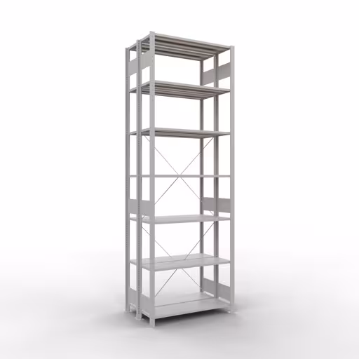 Grundregal, Doppelregal, Fachbodenregal Stecksystem MULTIplus150, 3000 x 1000 x (2x600) mm (HxBxT), 2x7 Fachböden, Kreuzstrebe, RAL 7035 lichtgrau von der Marke Schulte Lagertechnik Grundregal, Doppelregal, Fachbodenregal Stecksystem MULTIplus150, 3000 x 1000 x (2x600) mm (HxBxT), 2x7 Fachböden, Kreuzstrebe, RAL 7035 lichtgrau aus der Kategorie Doppelregale mit der Artikelnummer 32732
