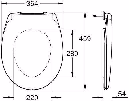 Abattant WC en céramique GROHE Bau avec couvercle, 362 x 459 mm, blanc alpin