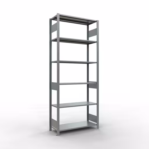 Grundregal, Fachbodenregal Stecksystem MULTIplus150, 2500 x 1000 x 400 mm (HxBxT), 6 Fachböden, Längenriegel, verzinkt aus der Kategorie Grundregal mit der Artikelnummer 12741-LR