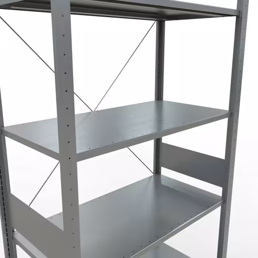 Abbildung Nr 8 des Artikels Grundregal, Fachbodenregal Stecksystem MULTIplus150, 3000 x 1000 x 500 mm (HxBxT), 7 Fachböden, Kreuzstrebe, verzinkt aus der Produktgruppe Stecksystem von der Marke Schulte Lagertechnik