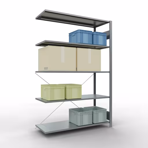 Stecksystem Anbauregal 2000x1300x500 mm, Typ 150 kg, verzinkt mit der Artikelnr. 12755-130 Stecksystem Anbauregal 2000x1300x500 mm, Typ 150 kg, verzinkt von Schulte Lagertechnik aus der Kategorie Stecksystem