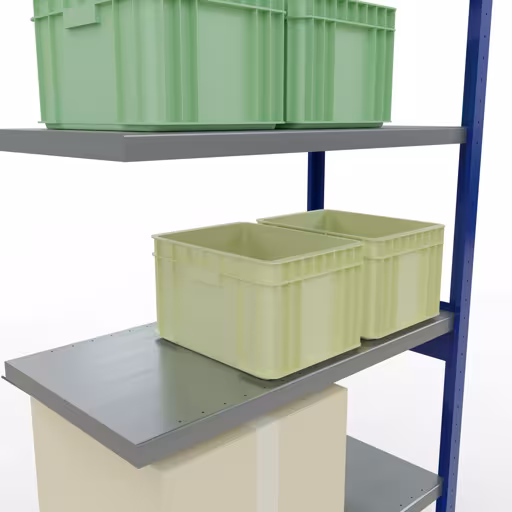 Produktbild Nr 13 des Artikels Anbauregal, Fachbodenregal Stecksystem MULTIplus330, 2500 x 1000 x 500 mm (HxBxT), 6 Fachböden, Kreuzstrebe, RAL 5010 enzianblau/verzinkt Abbildung Nr 13 des Artikels Anbauregal, Fachbodenregal Stecksystem MULTIplus330, 2500 x 1000 x 500 mm (HxBxT), 6 Fachböden, Kreuzstrebe, RAL 5010 enzianblau/verzinkt aus der Produktgruppe Stecksystem von der Marke Schulte Lagertechnik