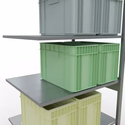 Anbauregal, Fachbodenregal Stecksystem MULTIplus150, 2500 x 1000 x 800 mm (HxBxT), 6 Fachböden, Längenriegel, verzinkt von Schulte Lagertechnik mit der Artikelnr. 12786-LR
