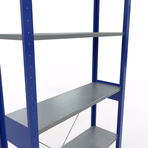 Abbildung Nr 13 des Artikels Grundregal, Fachbodenregal Stecksystem MULTIplus85, 2500 x 1000 x 300 mm (HxBxT), 6 Fachböden, Kreuzstrebe, RAL 5010 enzianblau aus der Produktgruppe Stecksystem von der Marke Schulte Lagertechnik
