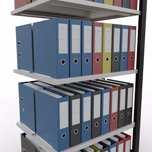 Produktbild Nr 13 des Artikels Anbauregal, Büro-Fachbodenregal Stecksystem MULTIplus150, 1800 x 750 x 600 mm (HxBxT), 5 Fachböden, Längenriegel, mit Mittelanschlag, schwarz/lichtgrau Abbildung Nr 13 des Artikels Anbauregal, Büro-Fachbodenregal Stecksystem MULTIplus150, 1800 x 750 x 600 mm (HxBxT), 5 Fachböden, Längenriegel, mit Mittelanschlag, schwarz/lichtgrau aus der Produktgruppe Büroregale von der Marke Schulte Lagertechnik