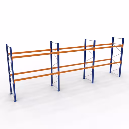 Palettenregal 3 Felder á 2700 mm - 5000x1100mm,HxT,12 Holme (3000kg) aus der Kategorie Palettengewicht bis 1000kg mit der Artikelnummer 46838-N