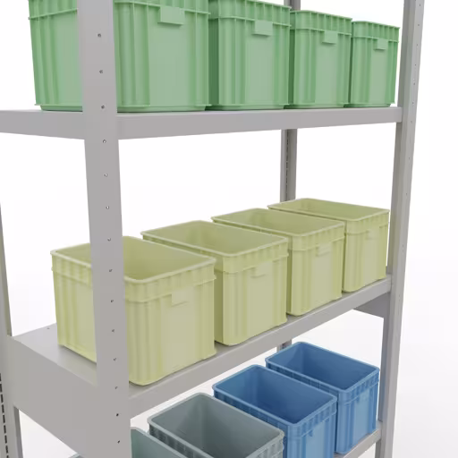 Grundregal, Fachbodenregal Stecksystem MULTIplus250, 2500 x 1000 x 400 mm (HxBxT), 6 Fachböden, Längenriegel, RAL 7035 lichtgrau von Schulte Lagertechnik aus der Kategorie Stecksystem