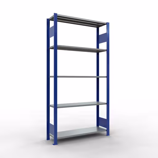 Abbildung Nr 12 des Artikels Grundregal, Fachbodenregal Stecksystem MULTIplus85, 2000 x 1000 x 300 mm (HxBxT), 5 Fachböden, Längenriegel, RAL 5010 enzianblau aus der Produktgruppe Stecksystem von der Marke Schulte Lagertechnik