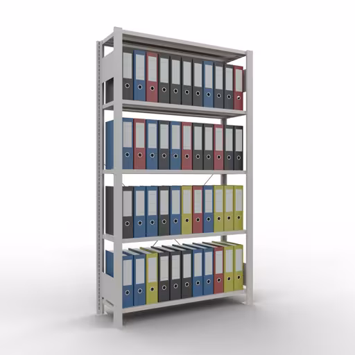 Abbildung Nr 13 des Artikels Grundregal, Büro-Fachbodenregal Stecksystem MULTIplus85, 1800 x 1000 x 300 mm (HxBxT), 5 Fachböden, Kreuzstrebe, ohne Anschlagleiste, lichtgrau aus der Produktgruppe Büroregale von der Marke Schulte Lagertechnik